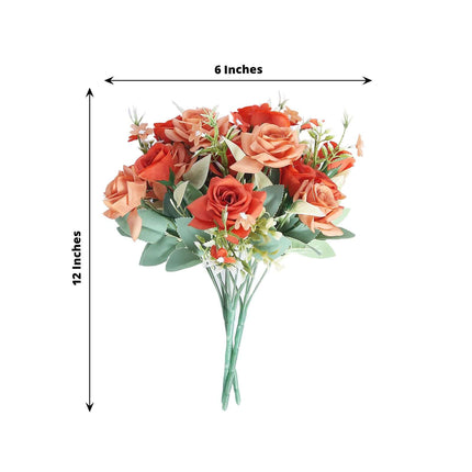 AliKopy 12" Terracotta Real Touch Silk Rose Bouquet - 4 Bushes, Faux B