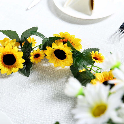 AliKopy 6.5ft Artificial Silk Sunflower Table Garland, Durable & Lifel
