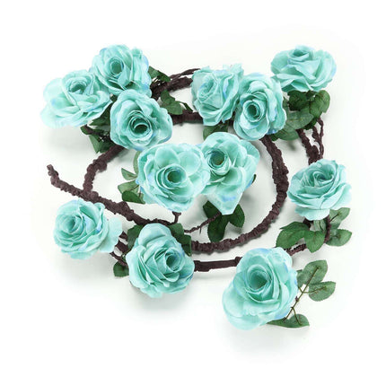 AliKopy 6ft Aqua Turquoise Silk Rose Garland Vine, Durable & Realistic
