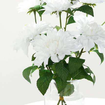 AliKopy 30" Tall White Artificial Dahlia Silk Flower Stem, Lifespan 10