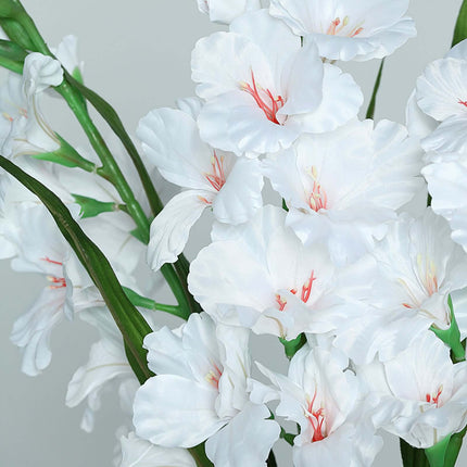AliKopy 36" Tall White Artificial Silk Gladiolus - Realistic & Durable