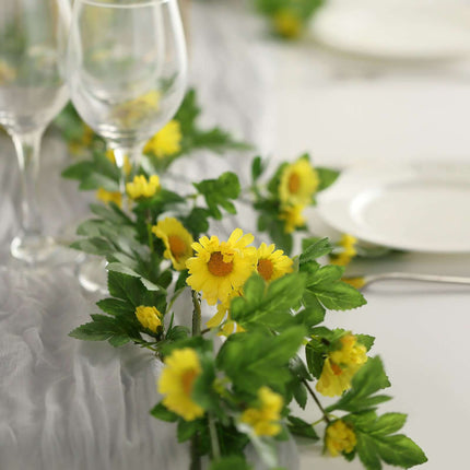 AliKopy 5.5ft Yellow Artificial Daisy Magnolia Leaf Garland - Durable,