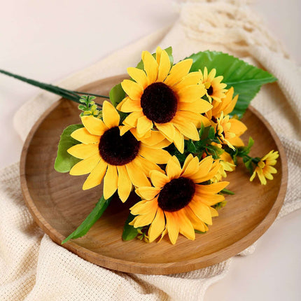 AliKopy 2 Pack 13" Yellow Artificial Silk Sunflower Bushes - Durable &
