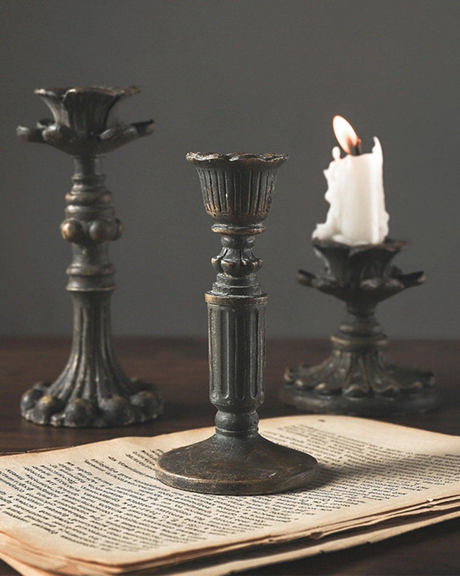Gothic Charm: Set of Three Exquisite European Candle Holders for Elegant Decor and Memorable Events