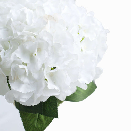 AliKopy 5 Bushes White Artificial Silk Hydrangea Bouquets - Realistic