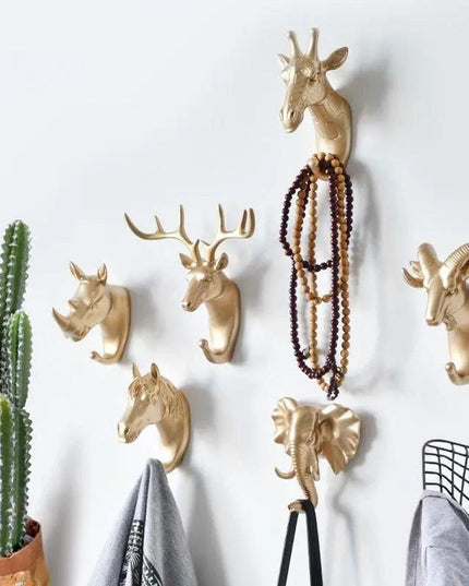Whimsical Animal-Themed Metallic Resin Wall Hooks in Chic Finishes
