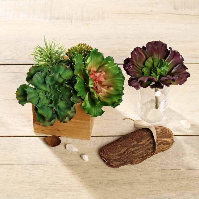 AliKopy 3 Pack 6" Wavy Kalanchoe Artificial Succulent Plants, Realisti