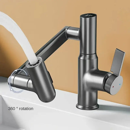 Rotatable Single-Hole Faucet with Temperature Display & Pull-O