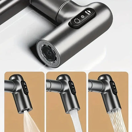 Rotatable Single-Hole Faucet with Temperature Display & Pull-O