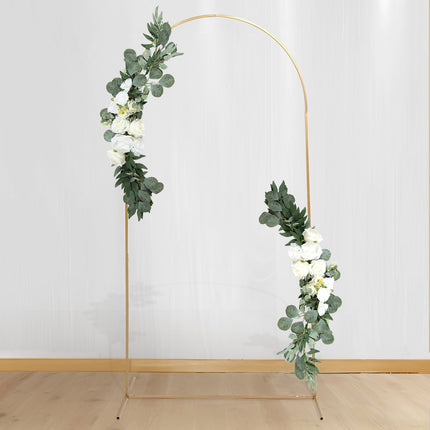 AliKopy Set of 2 White Silk Rose Floral Arrangements with Eucalyptus -