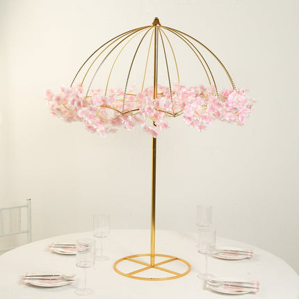 AliKopy Wedding Centerpiece Umbrella Design - Gold Metal Stand 42