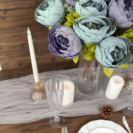 AliKopy 2 Pack Dusty Blue Peony Wedding Bouquets - Faux Silk Arrangeme