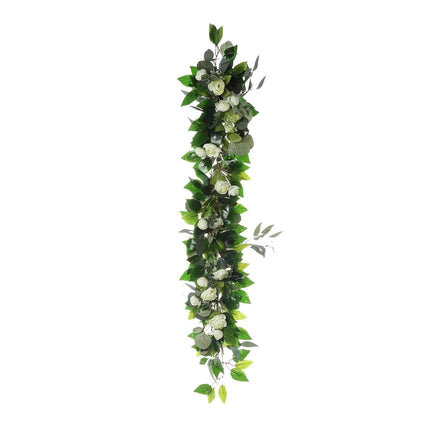 AliKopy 40" Artificial Eucalyptus & Ranunculus Flower Garland Vine - L
