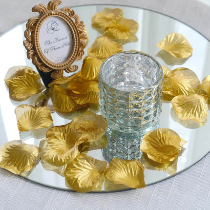 AliKopy 500-Pack Metallic Gold Silk Rose Petals - Round Design, Table
