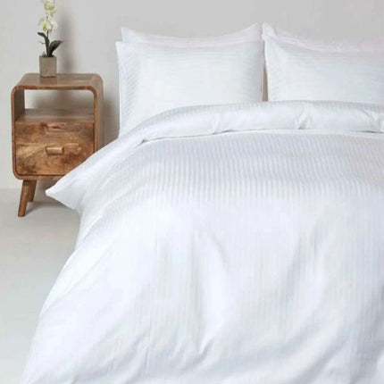 Luxury Cotton Satin Stripe Duvet Cover Set - Wheel Lux Hotel Collection