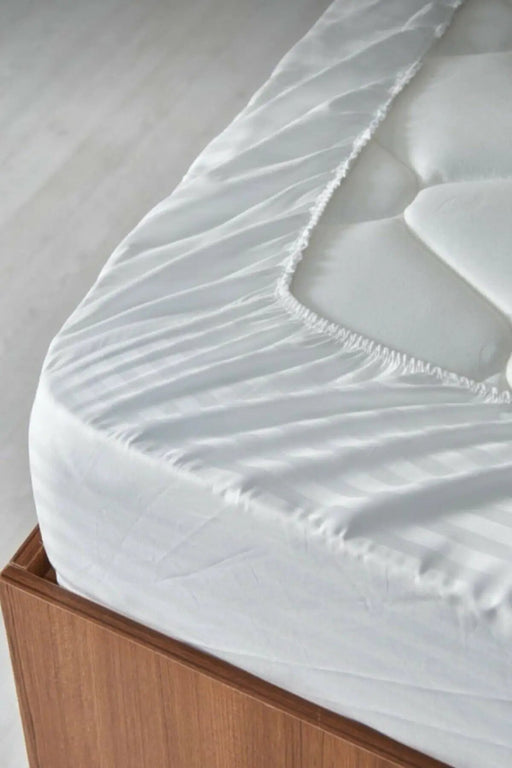 Turkish Premium Cotton Satin - Hotel Series Striped Cotton Satin Duvet Cover Set Double