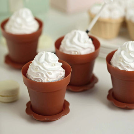 AliKopy 12-Pack Terracotta Dessert Cups with Lids & Shovels, 4