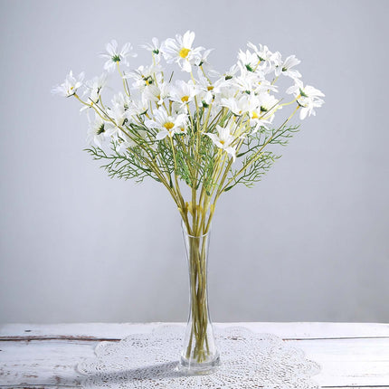 AliKopy 6 White Artificial Silk Daisy Flower Stems - Realistic & Durab