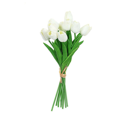 AliKopy 10 Stems 13" Real Touch White Foam Tulip Flower Bouquets