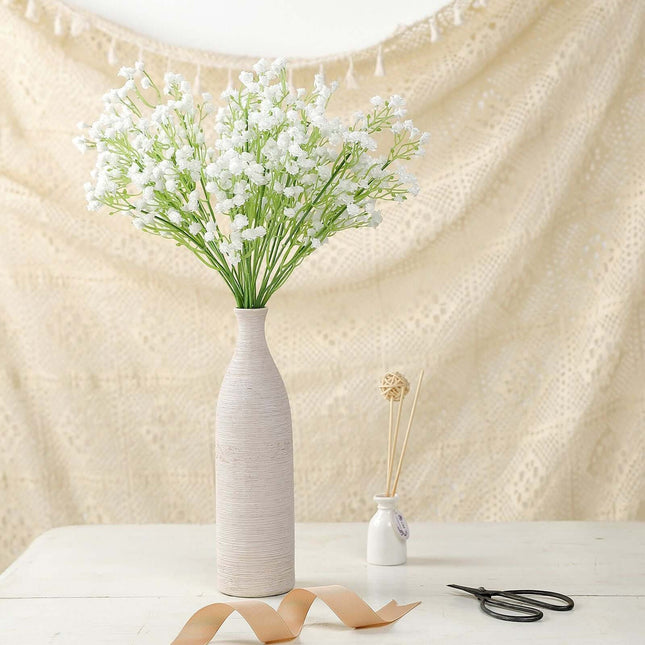 AliKopy 12 Stems 22" White Artificial Silk Babys Breath Flowers, Reali