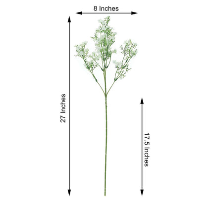 AliKopy 27" White Artificial Silk Babys Breath - 4 Stems, Realistic Lo