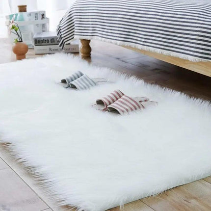 Opulent White Faux Sheepskin Area Rug - Global Shipping Available
