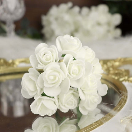 AliKopy 48 White Real Touch Foam Roses - DIY Craft Flowers with Stems