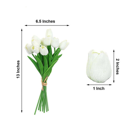 AliKopy 10 Stems 13" Real Touch White Foam Tulip Flower Bouquets