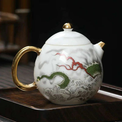 Elegant Gold-Accented White Ceramic Tea Set for a Luxurious Brewing Experience