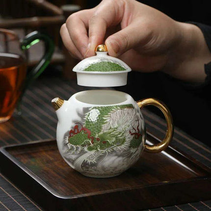 Elegant Gold-Accented White Ceramic Tea Set for a Luxurious Brewing Experience