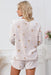 White Plush Star Pattern Long Sleeve Pullover and Shorts Lounge Set