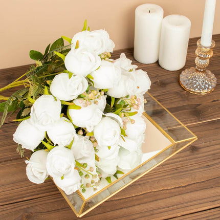AliKopy 3 Pack 13" Real Touch Silk Rose Bud Bridal Bouquets - Lifesize