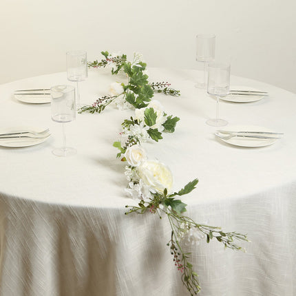 AliKopy 6ft White Silk Rose Peony Garland - Artificial Floral Vine