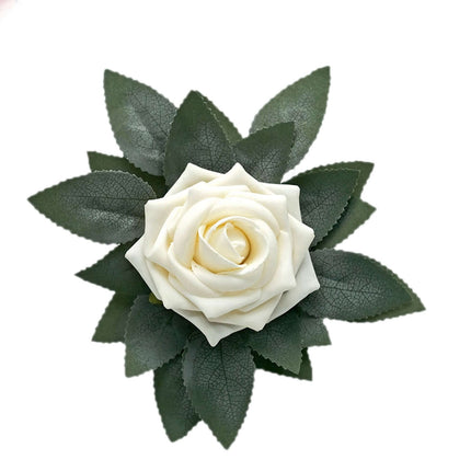 AliKopy 100 Pack Frosted Green Artificial Rose Leaves for DIY Decor