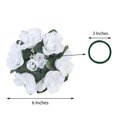 AliKopy 4 Pack 3" White Silk Rose Flower Candle Rings - Elegant Decor