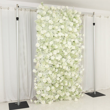 AliKopy 8ftx4ft Roll Up Flower Wall Panel with Silk Roses & Breathabil