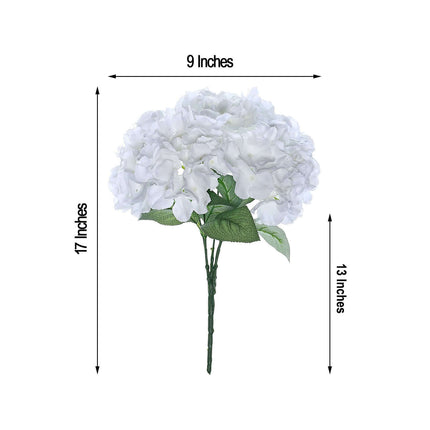 AliKopy 5 Bushes White Artificial Silk Hydrangea Bouquets - Realistic