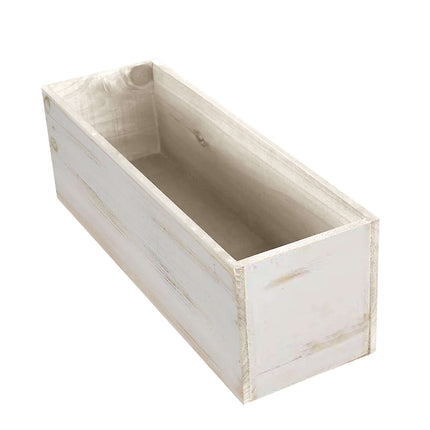 AliKopy Whitewash Wood Planter Box 18"x6" - Durable, Removable Liner