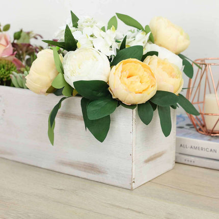 AliKopy Whitewash Wood Planter Box 24"x6" - Removable Liner, Natural D
