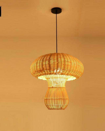 Artisan Woven Rattan Mushroom Pendant Light: A Rustic Delight for Your Home