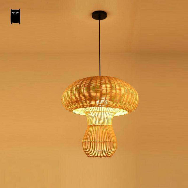 Artisan Woven Rattan Mushroom Pendant Light: A Rustic Delight for Your Home