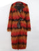 Winter Long Oversized Colorful Thick Warm Faux Fur Trench Coat for Women with Leather Belt