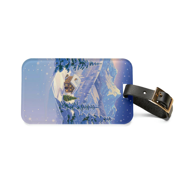 Winter Wonderland: Chic Acrylic Bag Tag with Leather Strap - Ideal for Globetrotters and Adventure Seekers