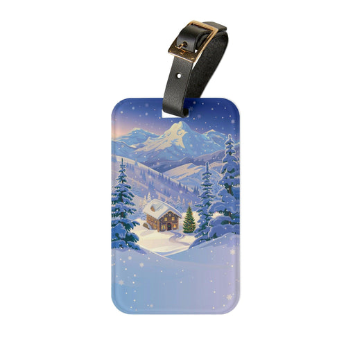 Winter Wanderlust: Premium Acrylic Luggage Tag with Genuine Leather Strap - Ideal for Travel Aficionados