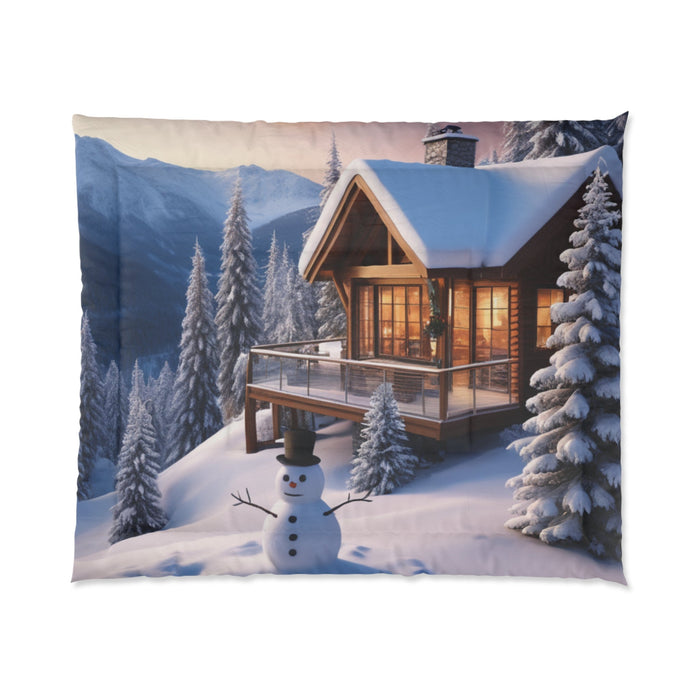 Winter Bliss Polyester Snuggle Blanket - Stylish Comforter for Cozy Nights