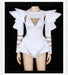 Glamorous AB Rhinestone White Bodysuit: Sparkle Under the Spotlight