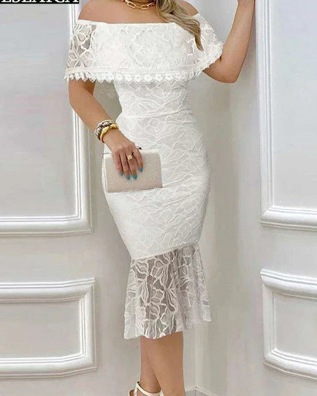 Elegant Lace Midi Dress for Summer Gatherings