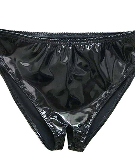 Alluring Leather High-Waisted Lingerie Set