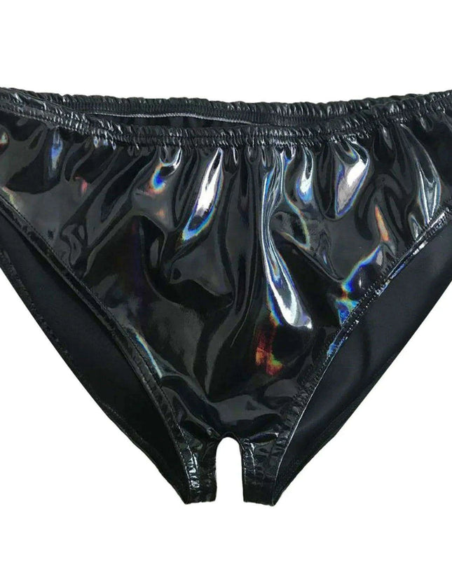 Alluring Leather High-Waisted Lingerie Set