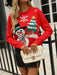 Festive Snowman & Christmas Tree Patterned Knit Sweater - Women's Festive Jumper